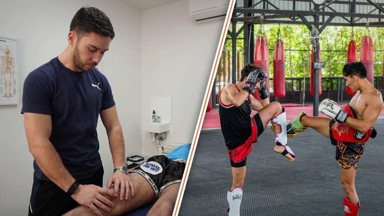 Tom Yeung treating a combat athlete — Stride Sports Physio Melbourne